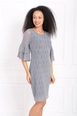 A wholesale clothing model wears sns10714-sense-gray-guipure-sleeves-flounce-dress, Turkish wholesale  of 