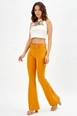 A wholesale clothing model wears sns10737-sense-safran-belted-knitted-fabric-trousers-pnt32439, Turkish wholesale  of 