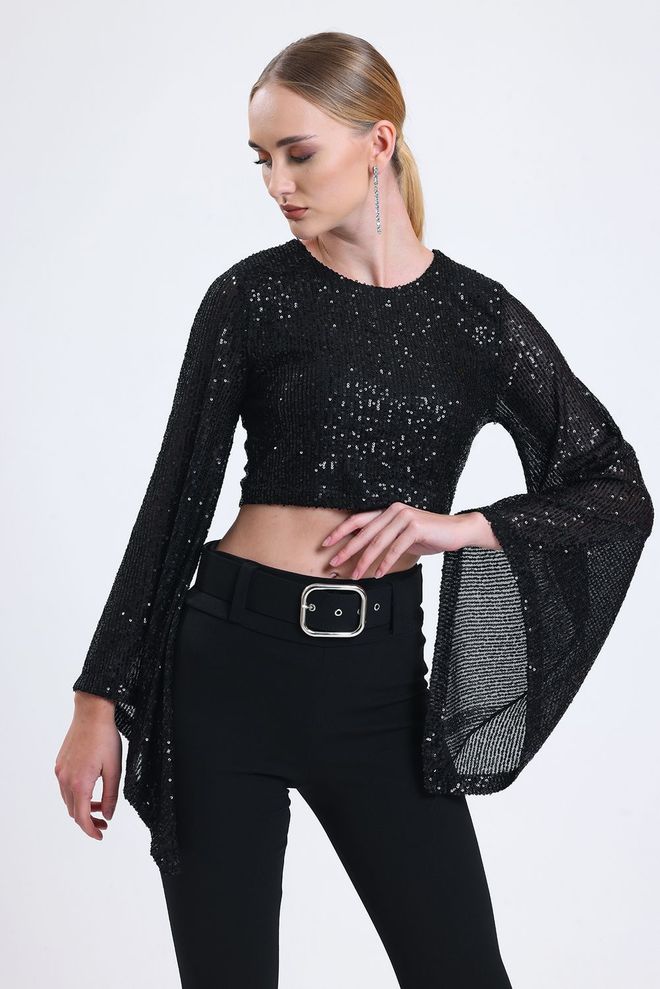 SENSE Sense – Robe De Soirée Doublée Noire Chemisier À Paillettes Vêtements en gros Formel