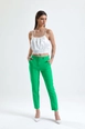 A wholesale clothing model wears sns10838-sense-green-trousers-atlas-fabric-ankle-trousers, Turkish wholesale  of 