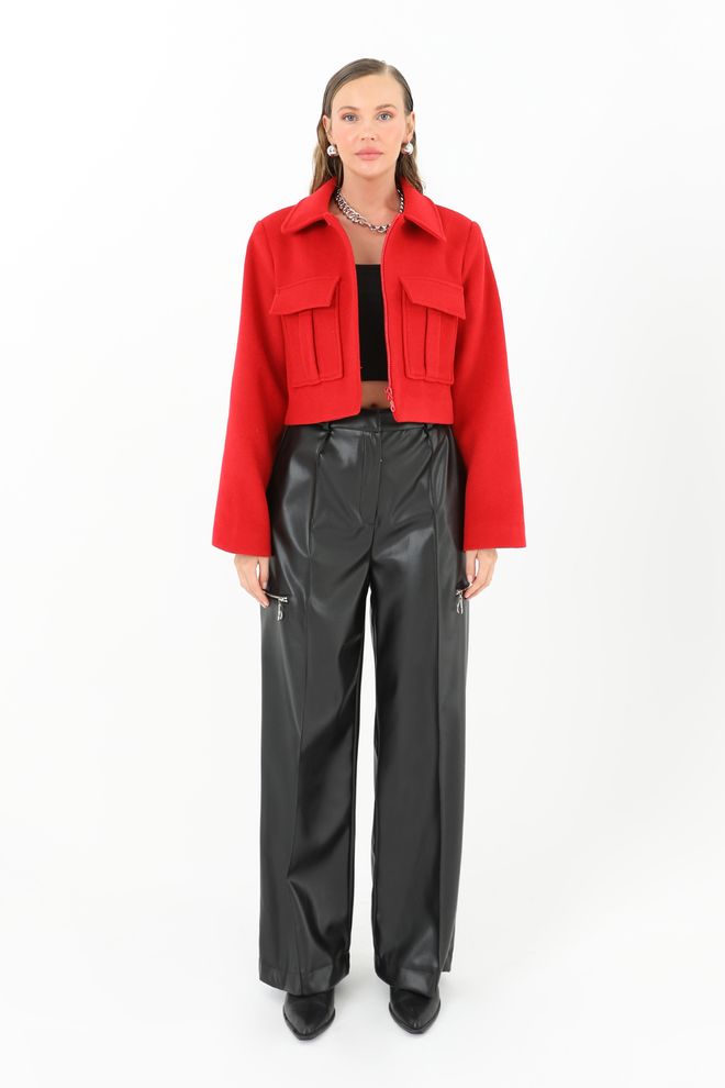 SOUL Pantaloni In Pelle A Gamba Larga Con Pieghe Da Donna Abbigliamento all'ingrosso Casuale