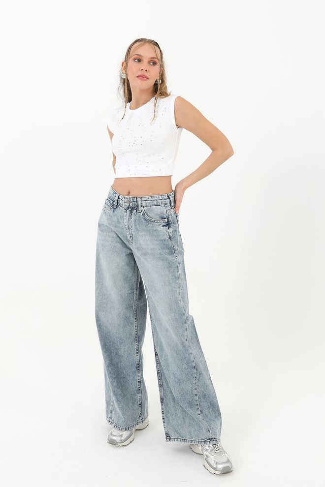 SOUL Kadın Dikiş Detaylı Denim Pantolon Toptan Giyim Gündelik