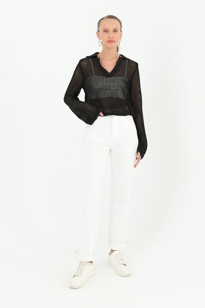 SOUL Blusa Perforada Plateada Con Cuello En V Para Mujer Ropa al por mayor 0