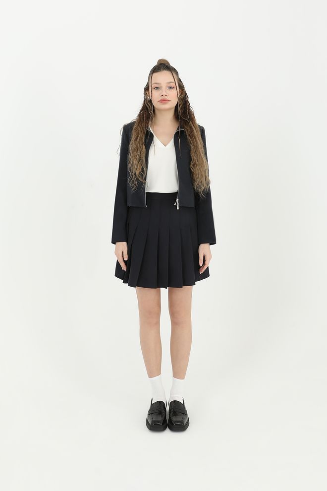 SOUL Kurze Jacke Mit Reißverschlussdetail – Schwarz Großhandelskleidung Lässig