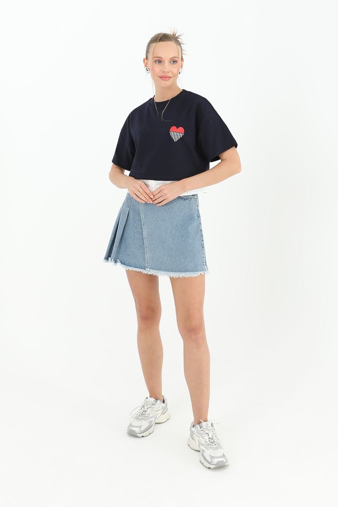 SOUL T Shirt Imprimé Garniture En Popeline Bleu Marine Foncé Vêtements en gros Décontracté