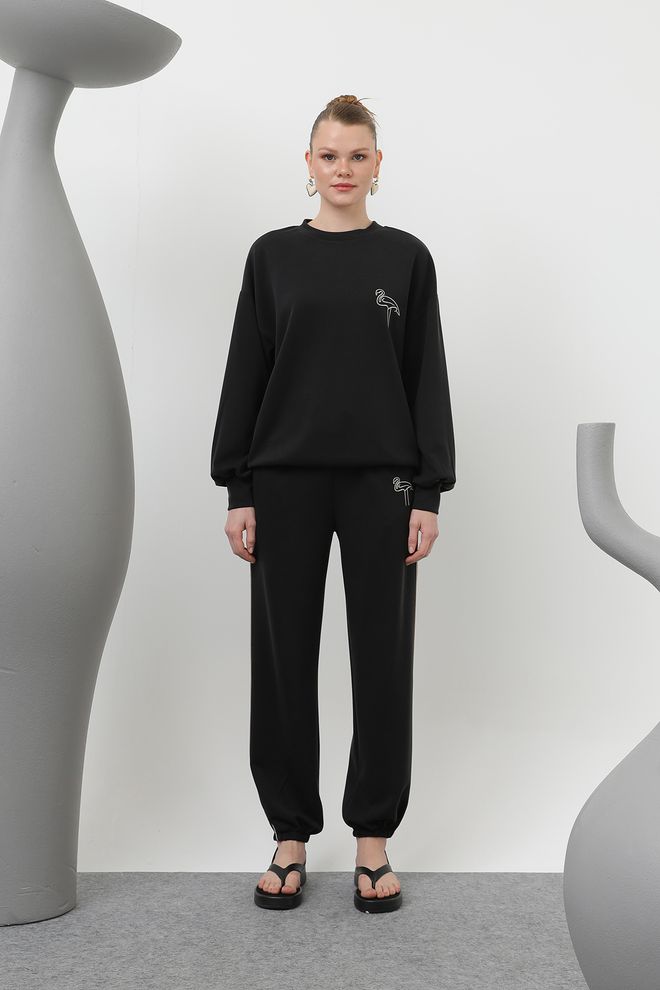SOUL Conjunto De Agasalho Bordado Swan Preto Roupas por atacado Ginásio