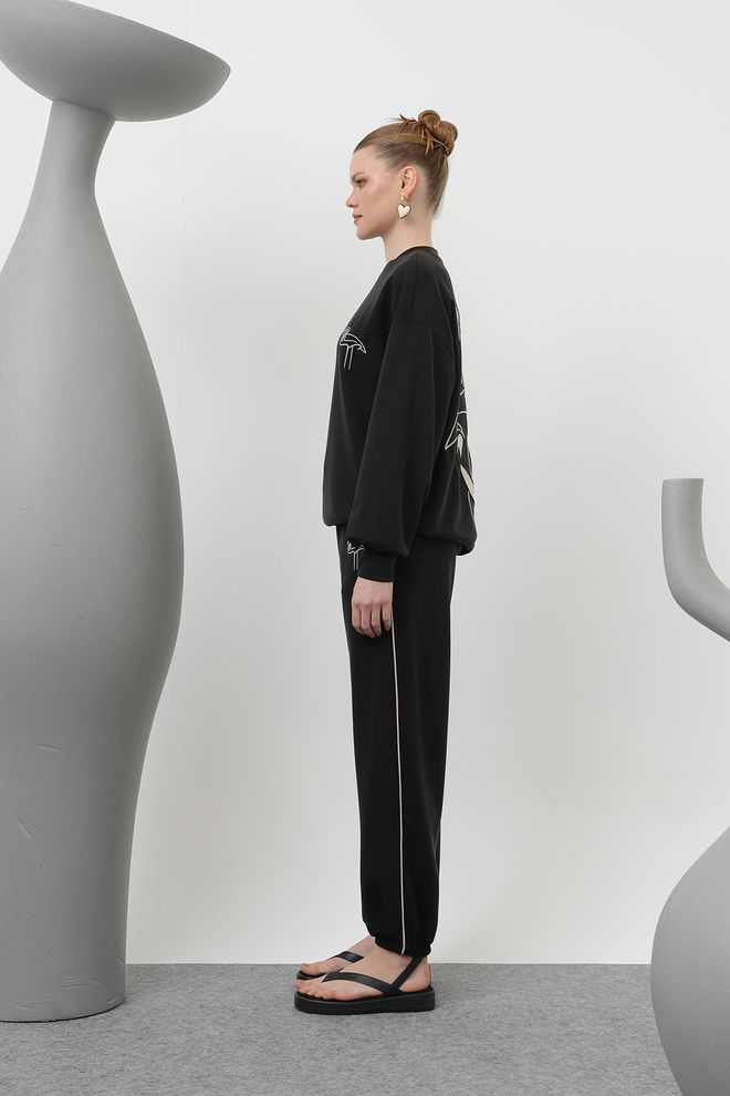 SOUL Conjunto De Agasalho Bordado Swan Preto Roupas por atacado Outono