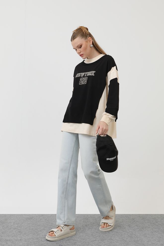 SOUL Önü Nakışlı Sweatshirt Çok Renkli Toptan Giyim Gündelik