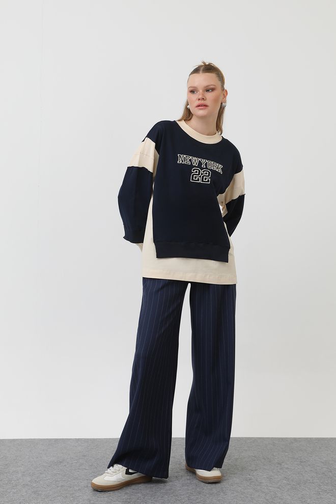 SOUL Önü Nakışlı Sweatshirt Çok Renkli Toptan Giyim Gündelik