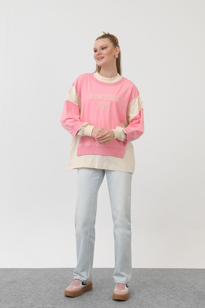 SOUL Önü Nakışlı Sweatshirt Çok Renkli Toptan Giyim Gündelik