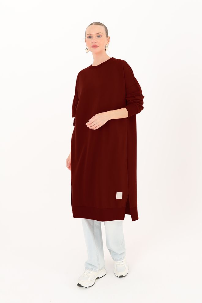 SOUL Basic Tunik Bordo Toptan Giyim Gündelik