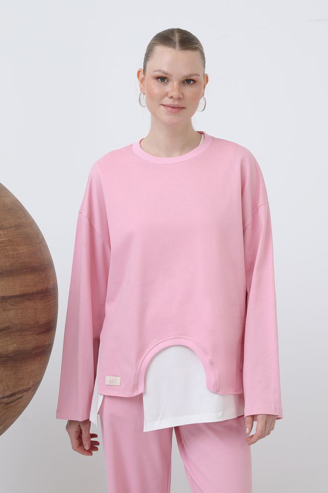 SOUL Kadın Basic Asimetrik Garnili Sweatshirt Toptan Giyim Gündelik