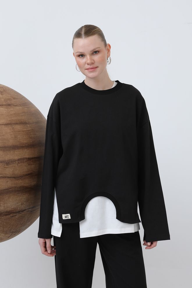 SOUL Women's Basic Asymmetric Garnished Sweatshirt Wholesale Clothing Casual