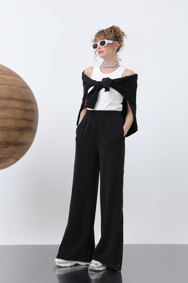 SOUL Calças Femininas Com Detalhes De Botão De Pressão Lateral Roupas por atacado Casual