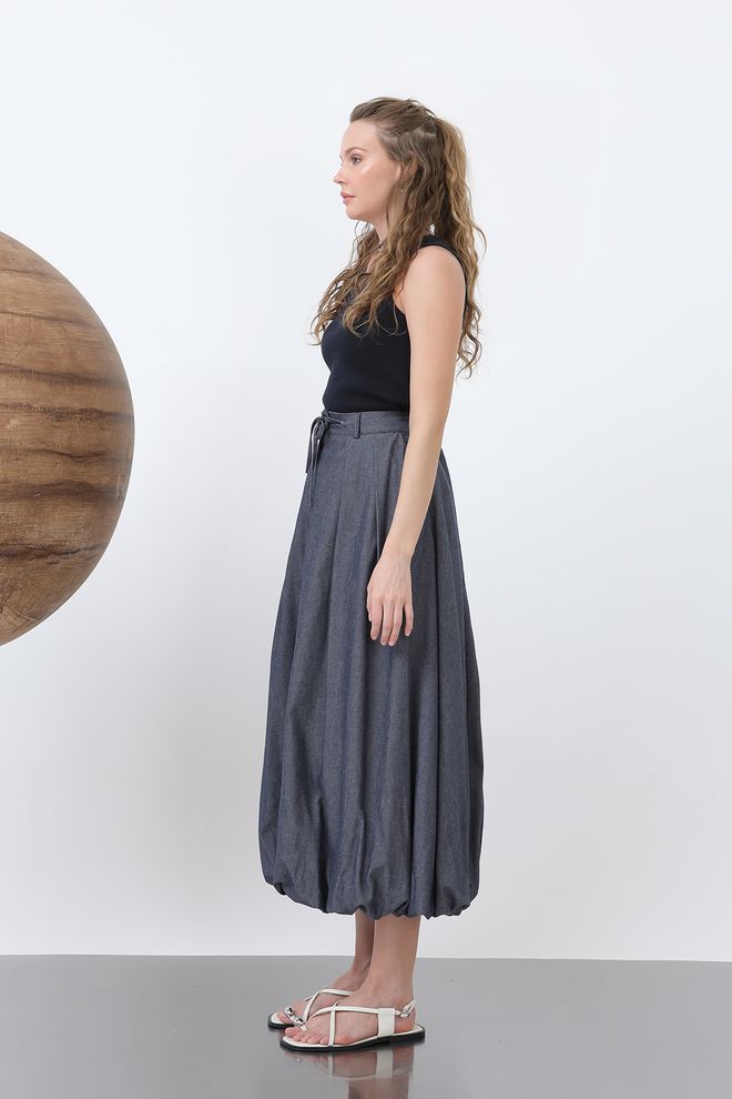 SOUL Denim Balloon Skirt Dark Navy Wholesale Clothing No Fabric