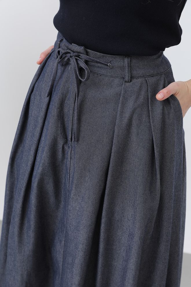 SOUL Denim Balloon Skirt Dark Navy Wholesale Clothing 4