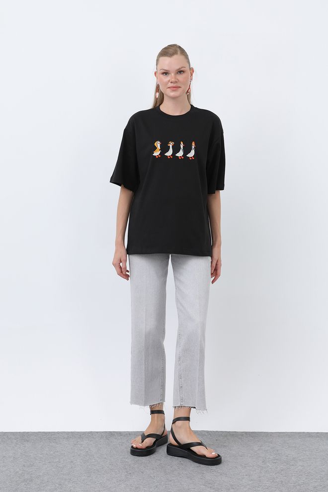 SOUL Schwarzes Lässiges Oversized T Shirt Mit Halbarm Großhandelskleidung Lässig