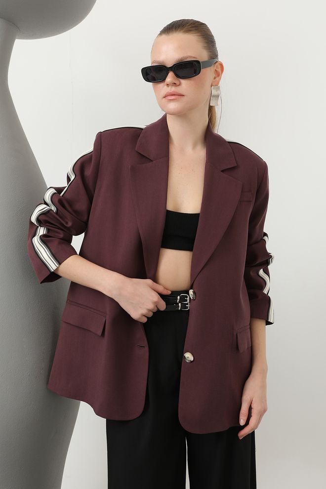 SOUL Bunda Bordová Oversized Jednoradové Sako Veľkoobchod s oblečením Neformálny