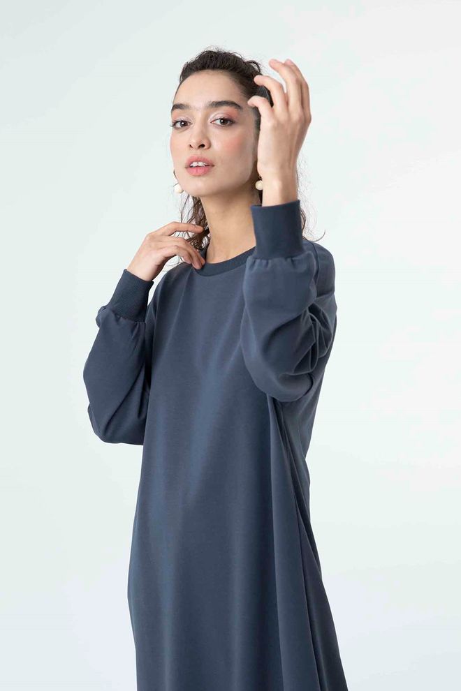 SOUL Túnica Azul marinho Tamanho Grande Decote Crew Roupas por atacado Primavera