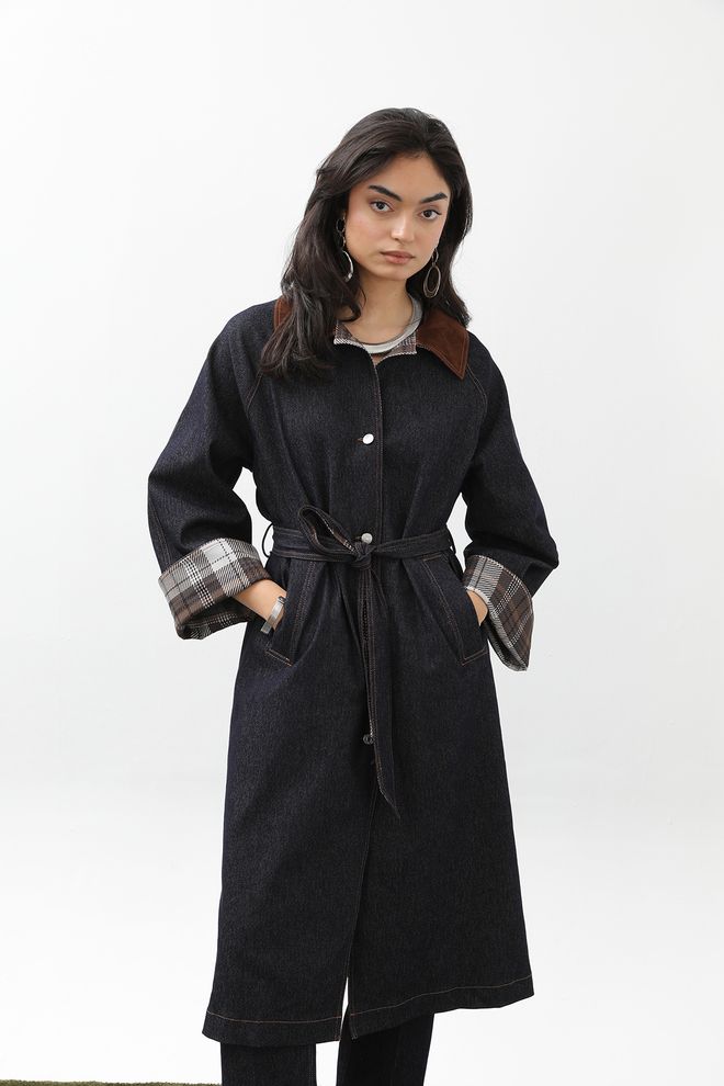 SOUL Czarny Trencz Elegancki Vintage Rękaw 3/4 Hurtowa sprzedaż odzieży Casual