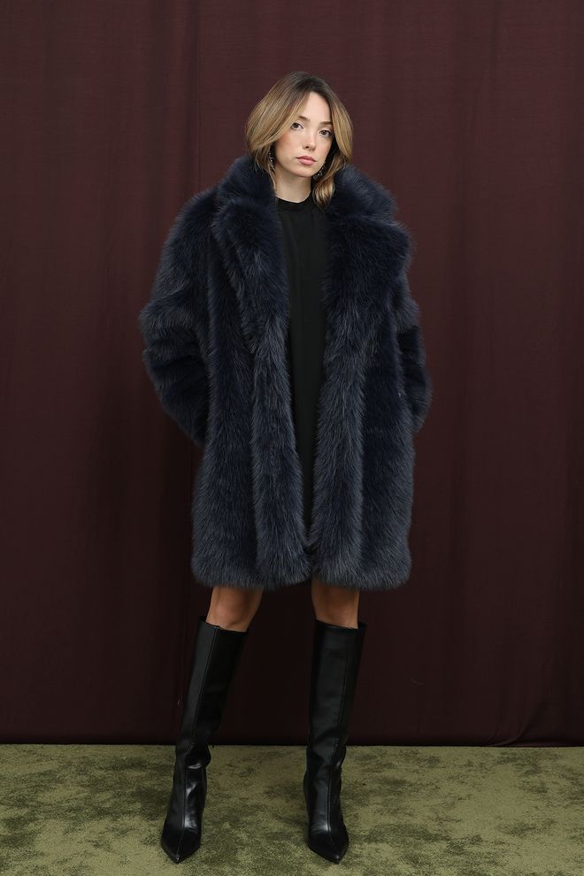 SOUL Εlegant Γούνα Σε Navy Blue Oversized Σακάκι Χονδρικό εμπόριο ενδυμάτων Σοδειά