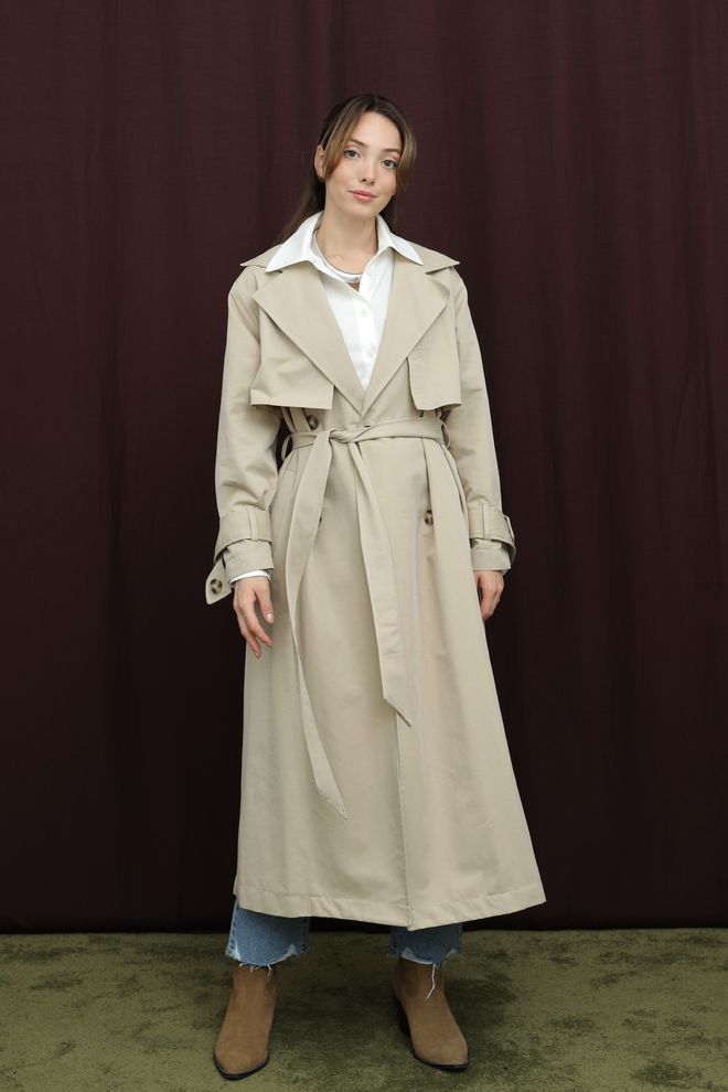 SOUL Beige Trenchcoat Casual Elegant Formeel Vintage Retro Groothandel Kleding Casual