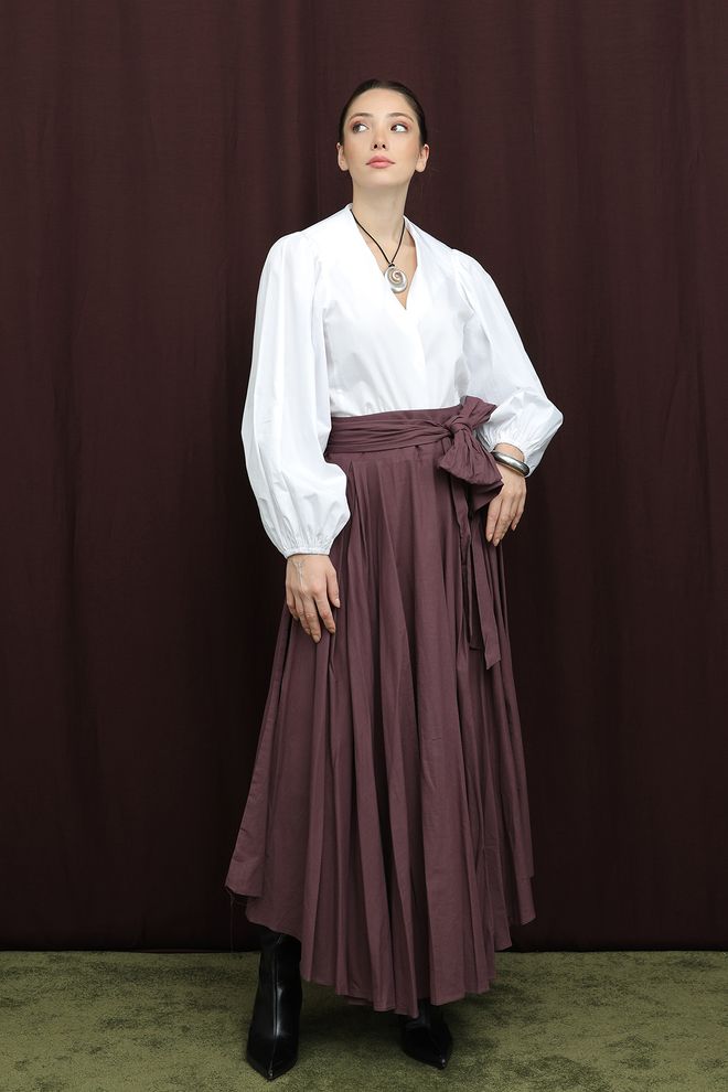 SOUL Falda Marrón Elegante Maxi En Capas Cintura Alta Vintage Ropa al por mayor Modesto