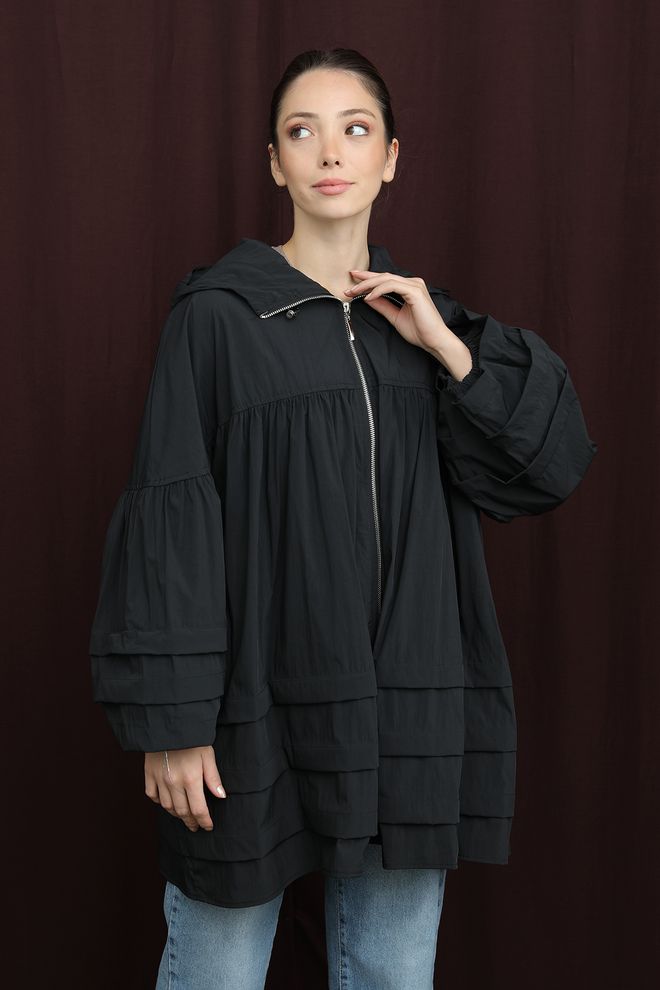 SOUL Μαύρο Oversized Φουσκωτό Σακάκι Με Κουκούλα Χονδρικό εμπόριο ενδυμάτων Απλό