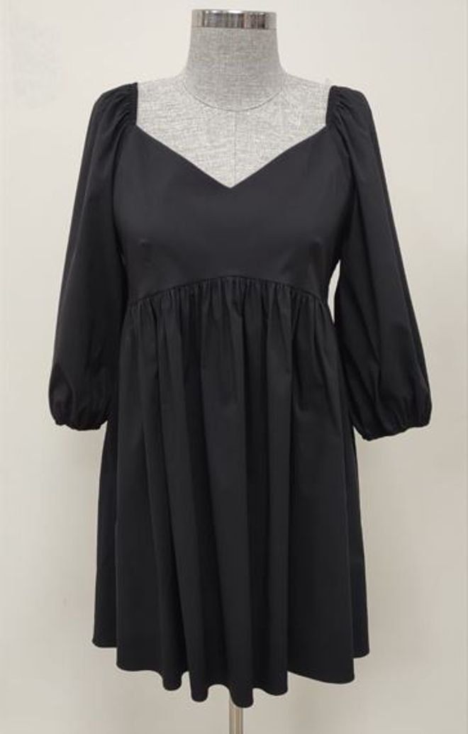SOUL Vestido Negro Babydoll Con Mangas Abullonadas Ropa al por mayor Modesto