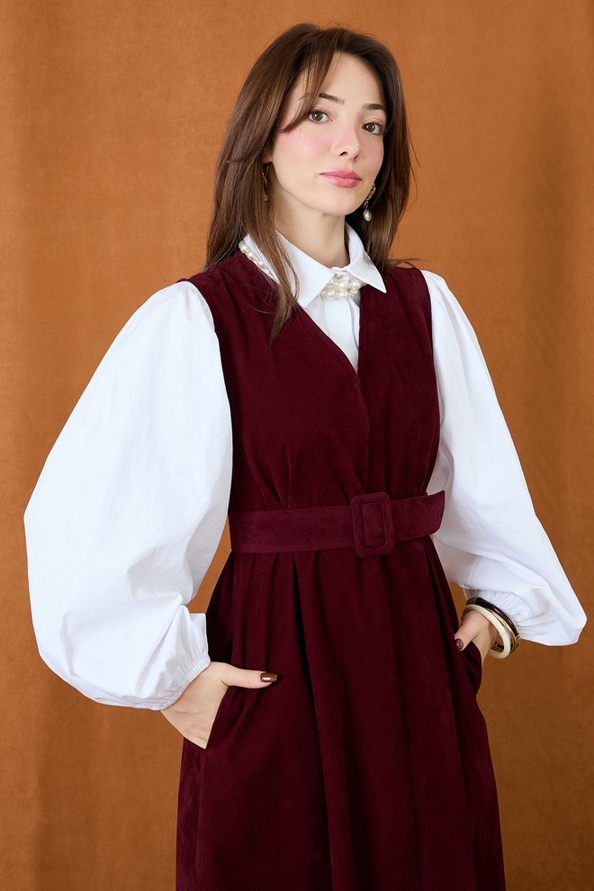 SOUL Bordowa Elegancka Skromna Sukienka Sweter Hurtowa sprzedaż odzieży 1
