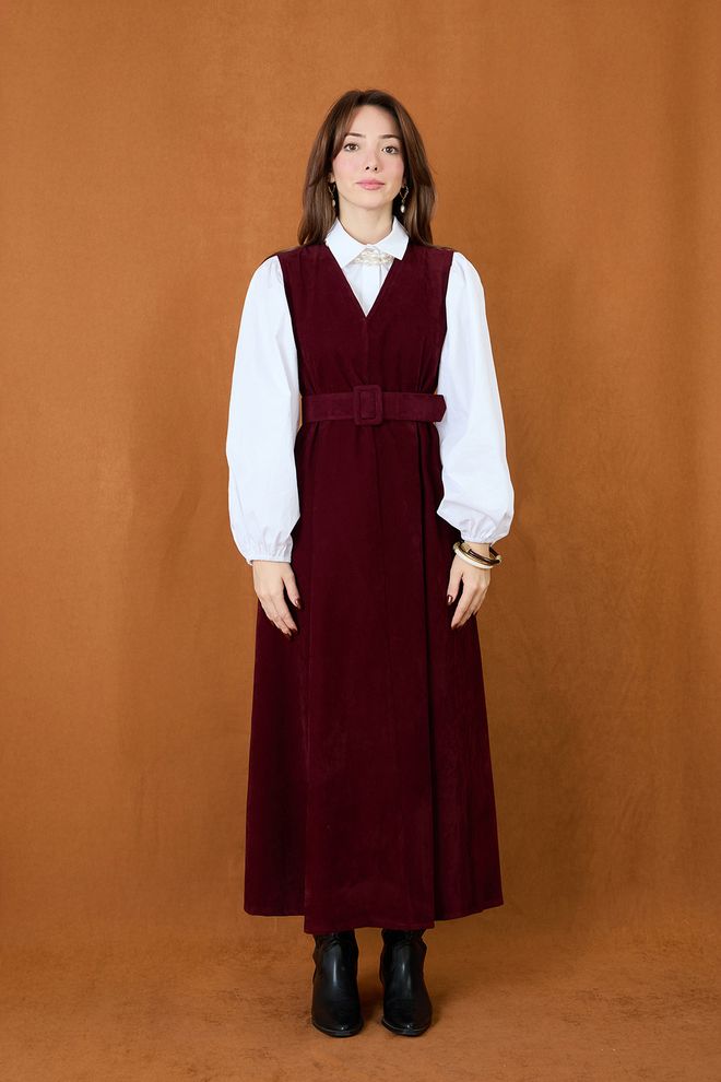 SOUL Bordowa Elegancka Skromna Sukienka Sweter Hurtowa sprzedaż odzieży Praca
