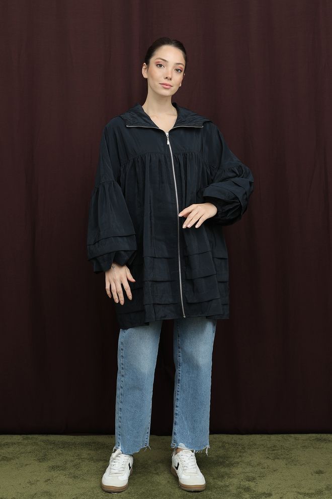 SOUL Giacca A Vento Nera Oversize Con Collo Con Cappuccio Abbigliamento all'ingrosso Modesto