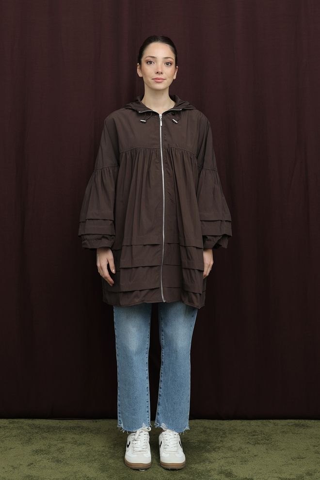 SOUL Brown Windbreaker Jacket With Hooded Collar Wholesale Clothing Lounge