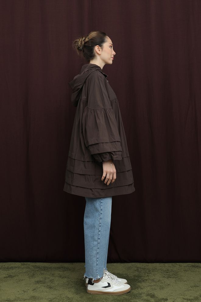 SOUL Brown Windbreaker Jacket With Hooded Collar Wholesale Clothing Spring