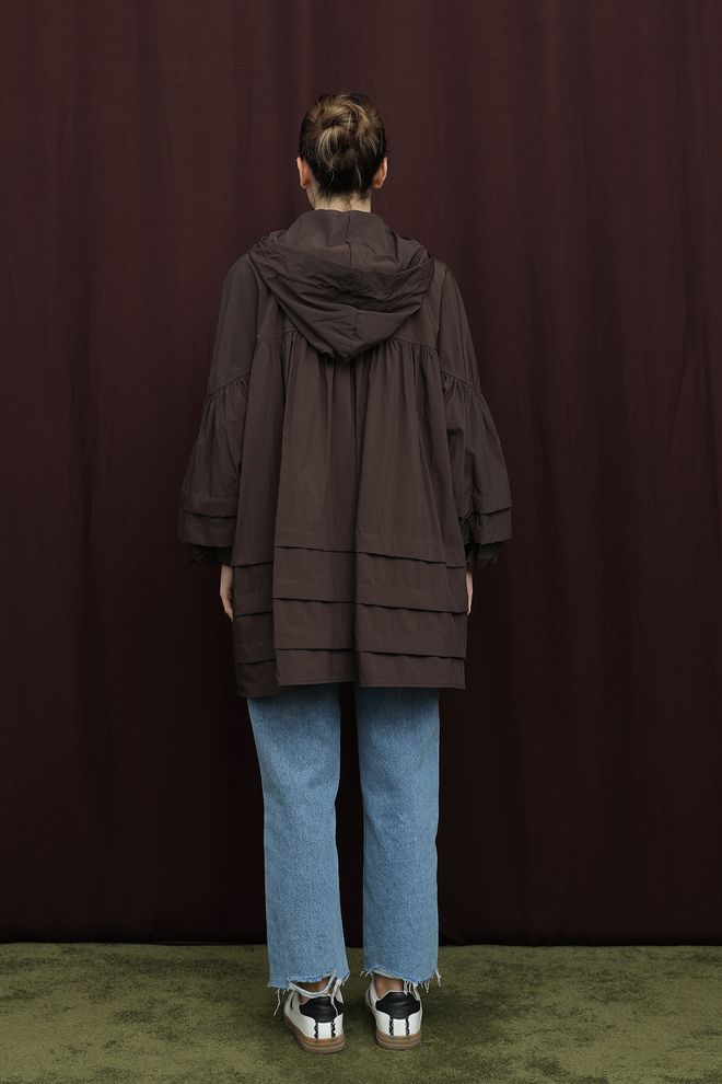 SOUL Brown Windbreaker Jacket With Hooded Collar Wholesale Clothing Casual