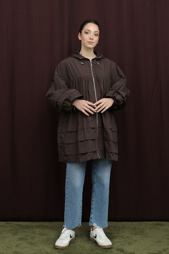 SOUL Brown Windbreaker Jacket With Hooded Collar Wholesale Clothing 1