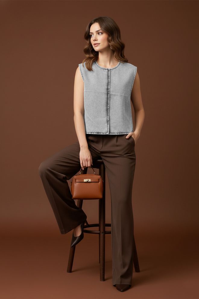 SOUL Szary Bezrękawnik Kardigan Z Otwartym Frontem Hurtowa sprzedaż odzieży Casual