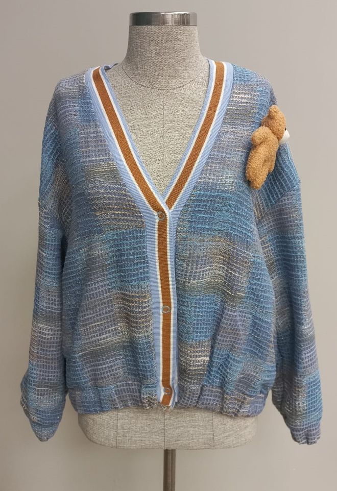 SOUL Niebieski W Kratkę Casual Kardigan Z Dekoltem W Serek Hurtowa sprzedaż odzieży Casual