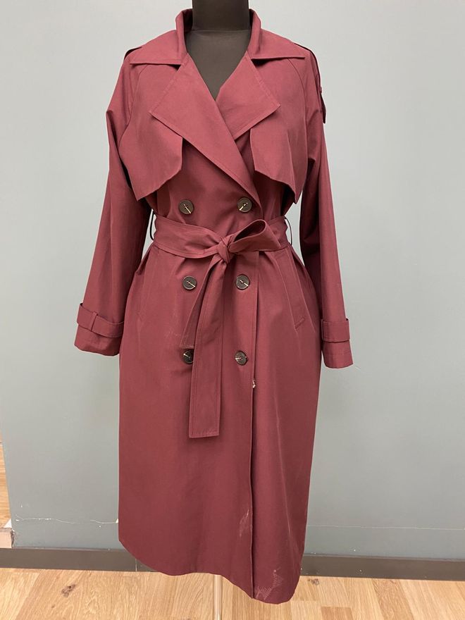 SOUL Gabardina Rojo Clarete Elegante Formal Vintage Estilo Ropa al por mayor Casual