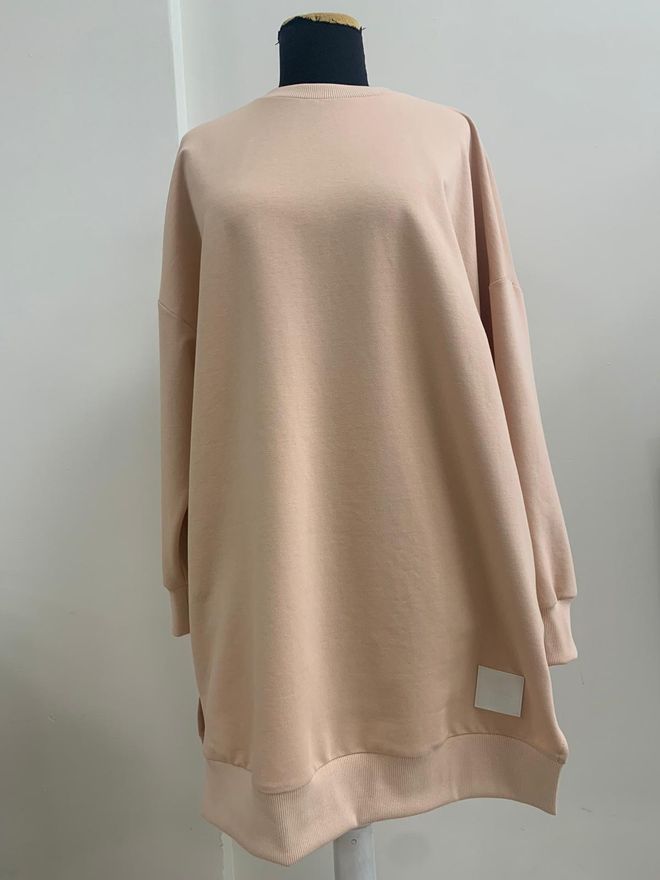 SOUL Beige Plus Size Casual Oversized Tuniek Groothandel Kleding Bescheiden