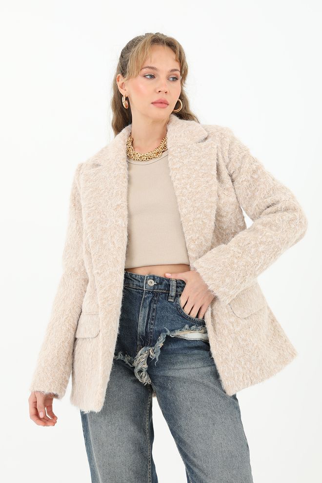 SOUL Beige Single Breasted Blazer Jacket Wholesale Clothing Casual