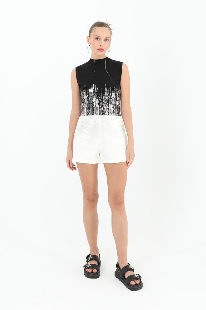 SOUL Черный Укороченный Топ С Высокой Шеей И Рукавами С Крышкой Оптовая продажа одежды Повседневный