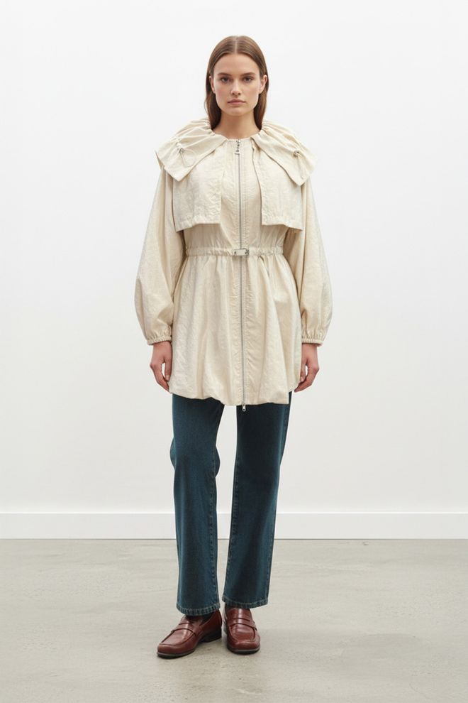 SOUL Beige Trenchcoat Casual Single Breasted Zip Up Coat Wholesale Clothing Modest