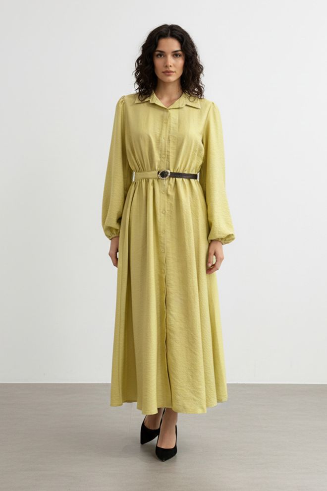 SOUL Элегантное Желтое Платье рубашка С Зубчатым Вырезом Оптовая продажа одежды Скромный