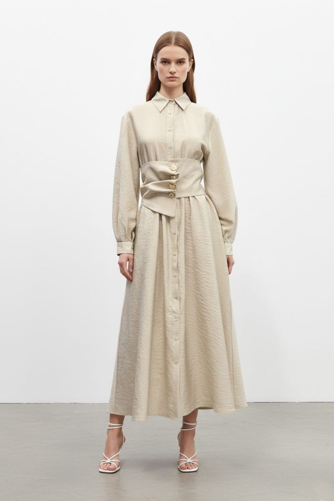 SOUL Бежевое Скромное Элегантное Официальное Винтажное Платье Оптовая продажа одежды Скромный