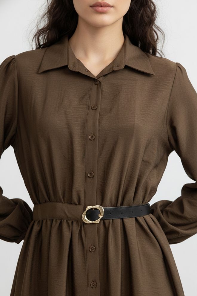 SOUL Elegantné Hnedé Skromné Košeľové Šaty Veľkoobchod s oblečením 1