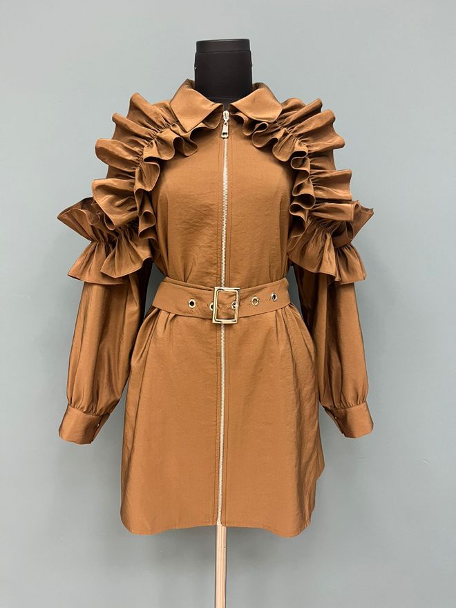 SOUL Brown Elegant Formal Vintage Trenchcoat Wholesale Clothing Vintage