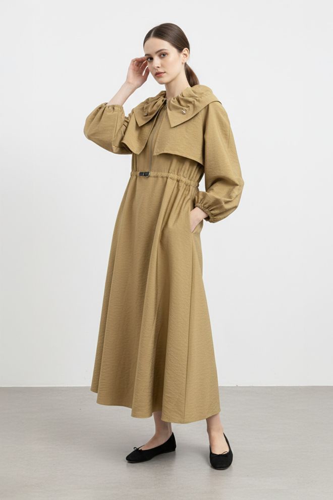 SOUL Khaki Bescheiden Elegant Formeel A lijn Maxi Jurk Groothandel Kleding Bescheiden