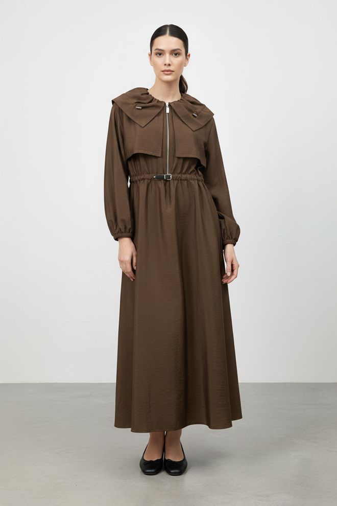 SOUL Коричневое Скромное Платье А силуэта В Пол Оптовая продажа одежды Скромный