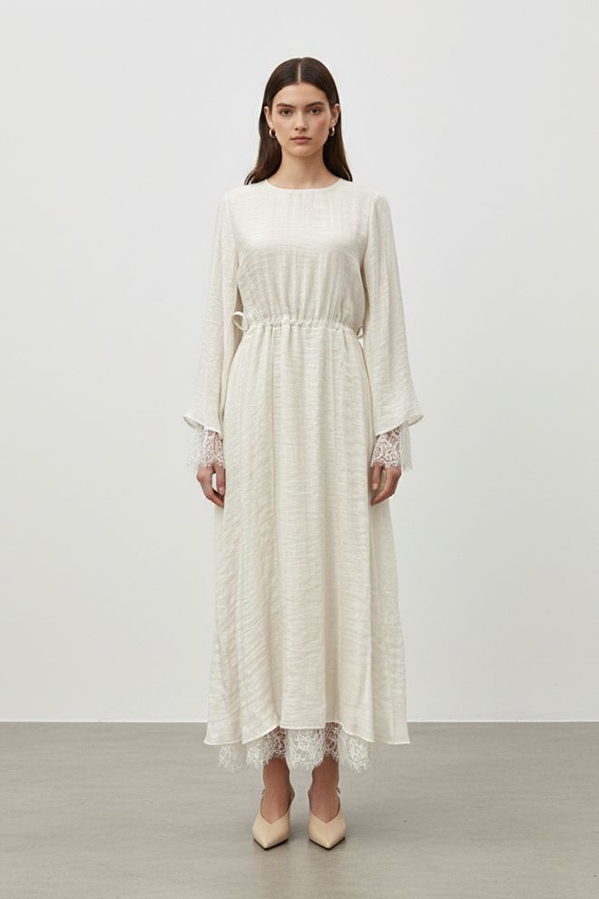 SOUL Белое Скромное Элегантное Формальное Платье Приталенное И Расклешенное Оптовая продажа одежды Скромный